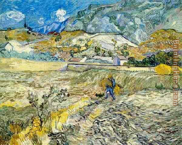 Champ de bl et paysan 1889 painting - Vincent van Gogh Champ de bl et paysan 1889 art painting